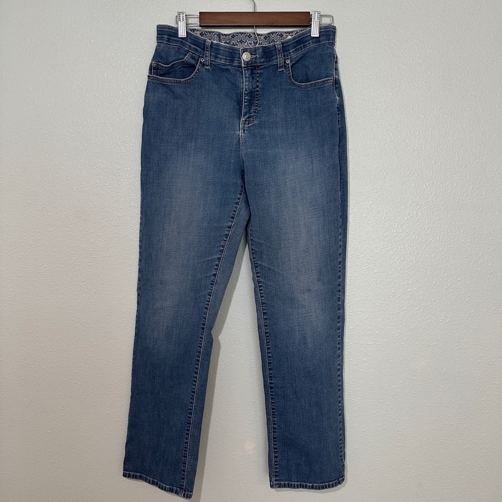 Lee Platinum Label Womens Medium Wash Straight Leg Comfort Waist Jeans Size 12M